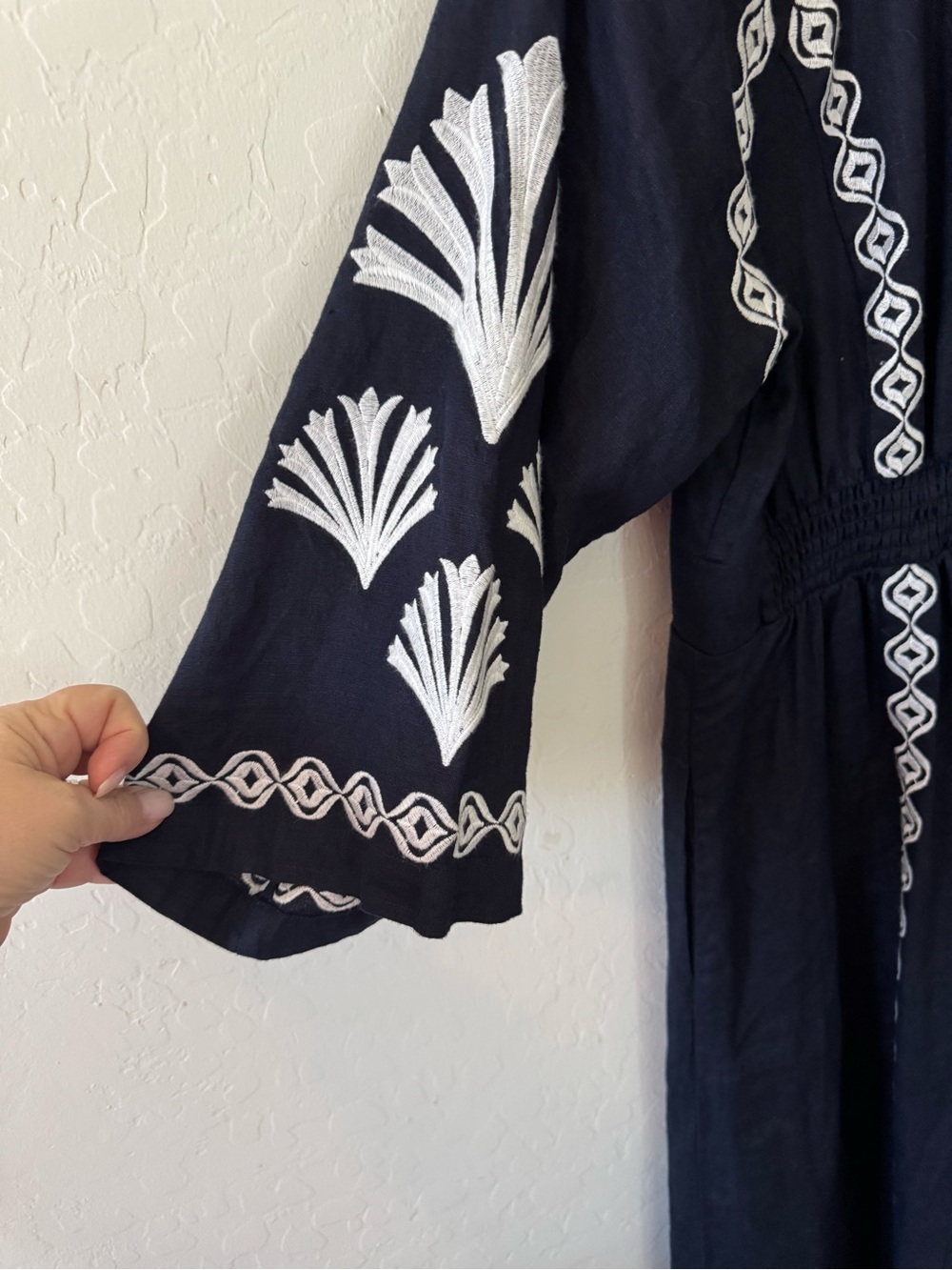 Boden Navy Maxi Dress with White Embroidery - Picture 6 of 9